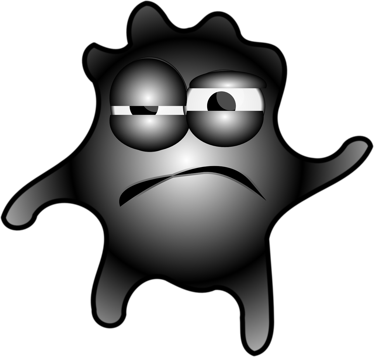 germ, cartoon, frown